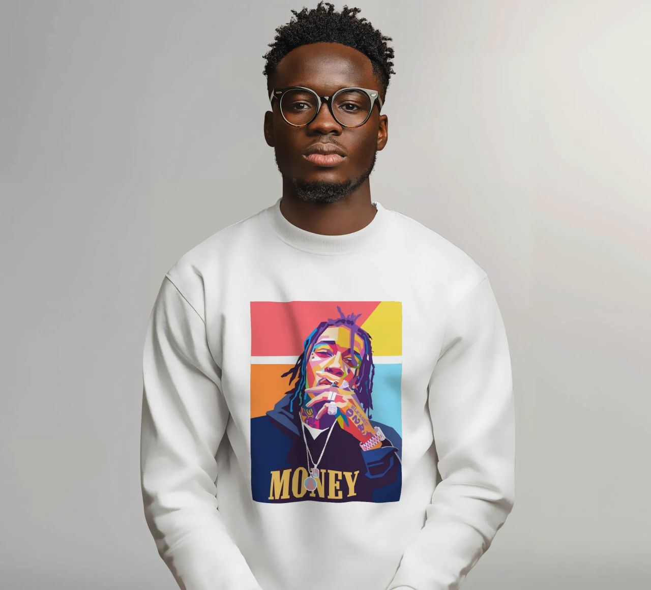 Wiz Khalifa colorful pop art portrait sweatshirt by Hantamrata