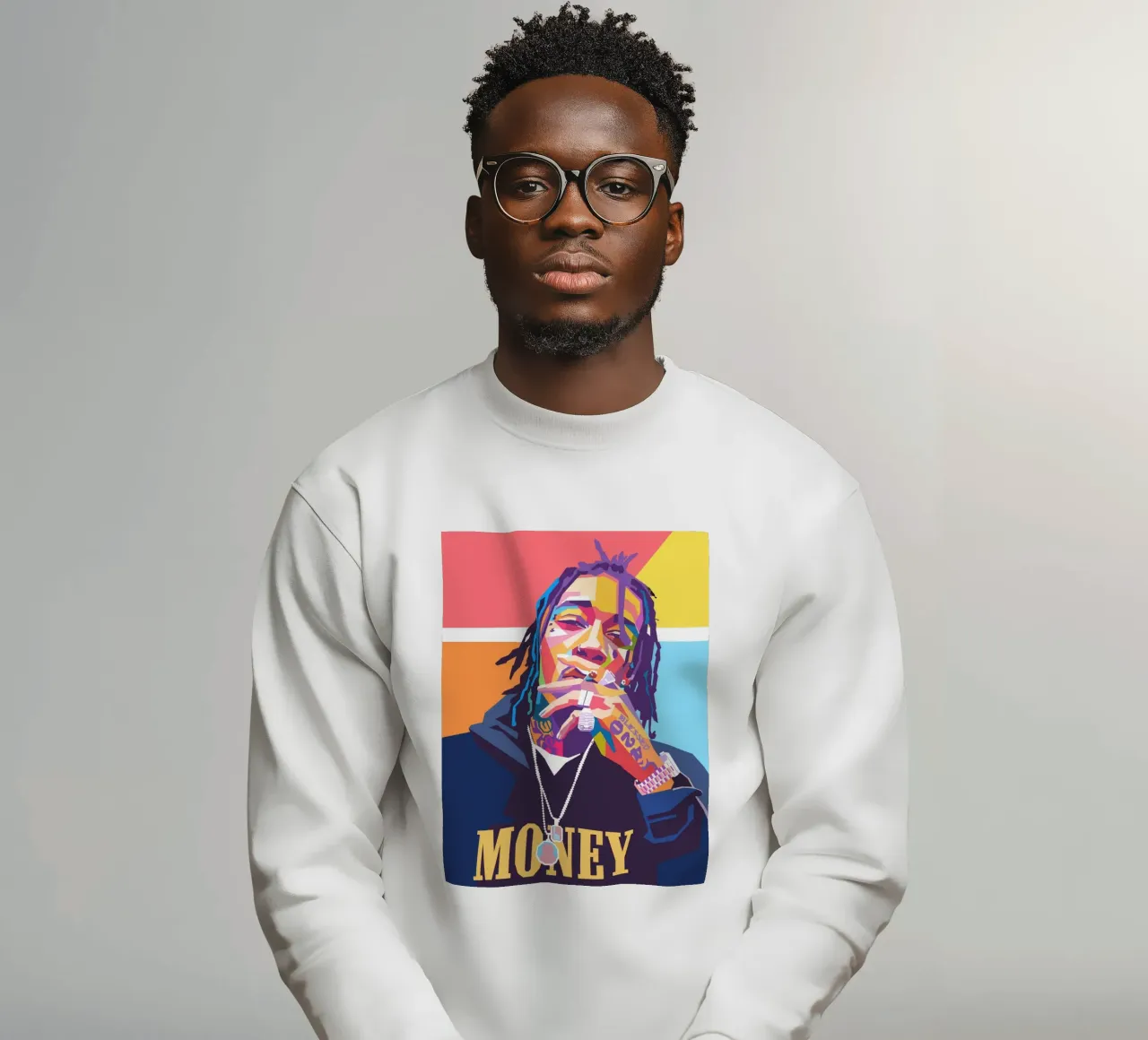 Ritratto pop art colorato di Wiz Khalifa felpa da Hantamrata