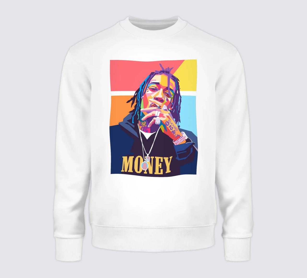 Wiz Khalifa colorful pop art portrait sweatshirt by Hantamrata