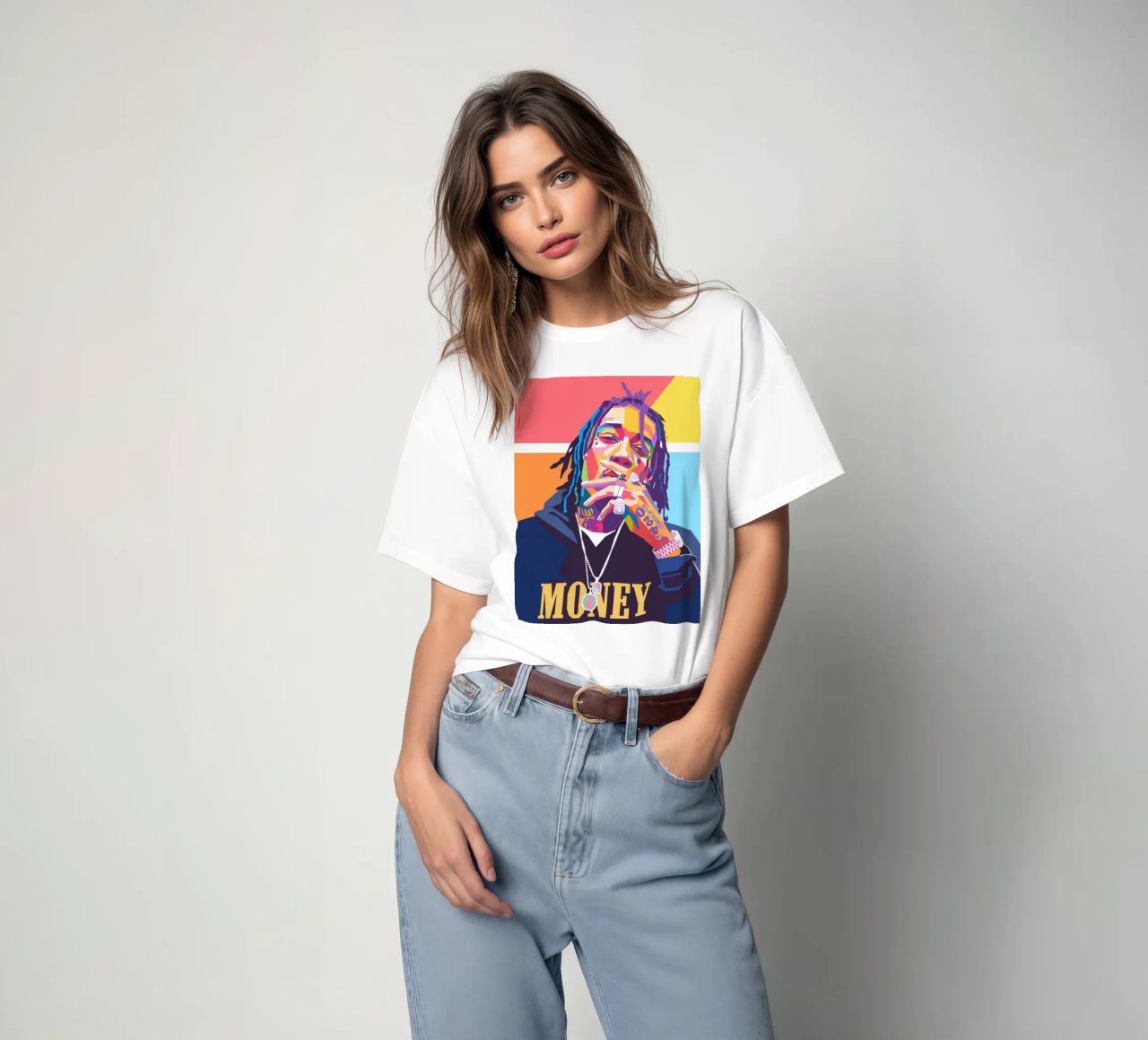 Wiz Khalifa colorful pop art portrait t-shirt by Hantamrata