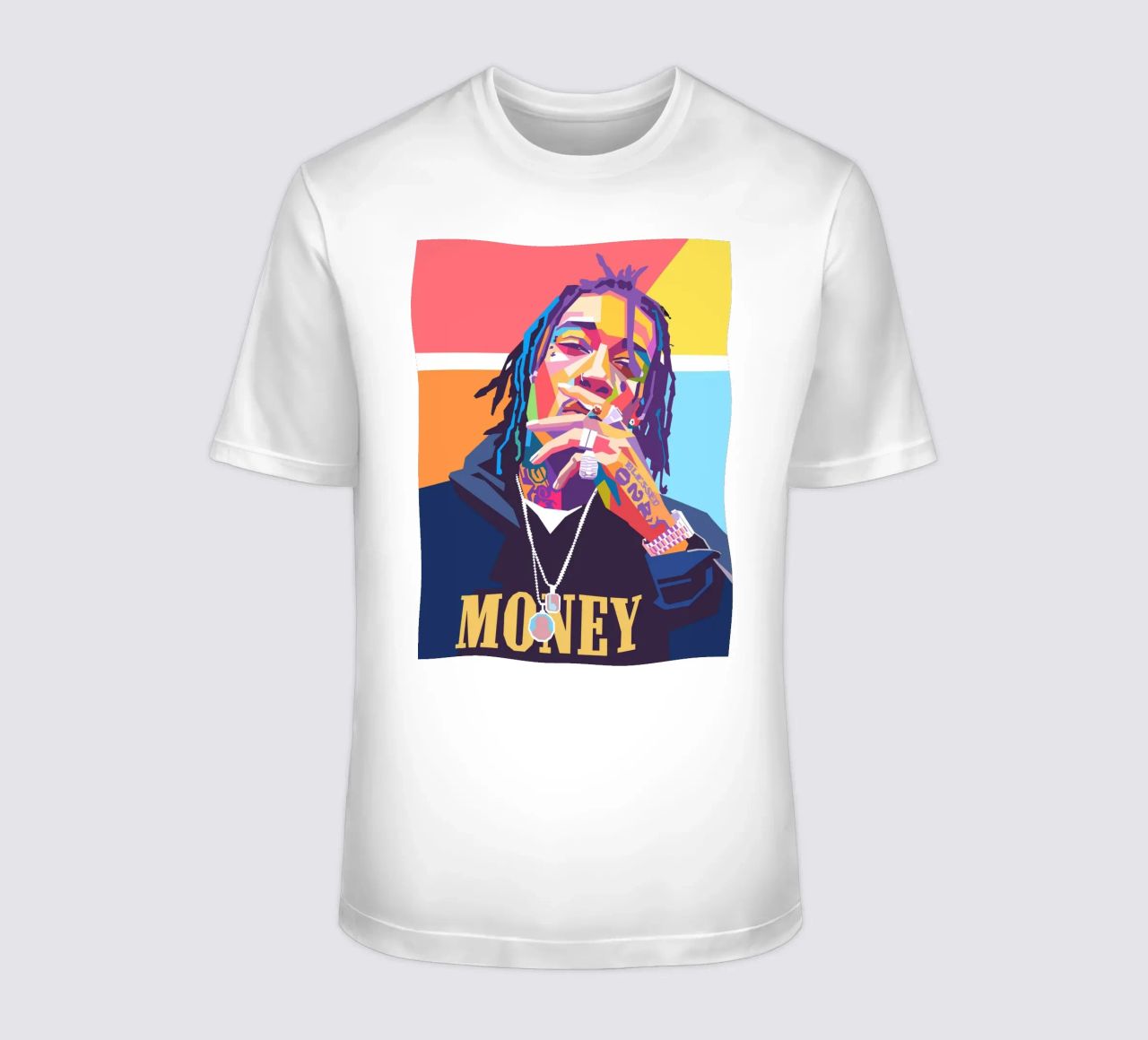 Wiz Khalifa colorful pop art portrait t-shirt by Hantamrata