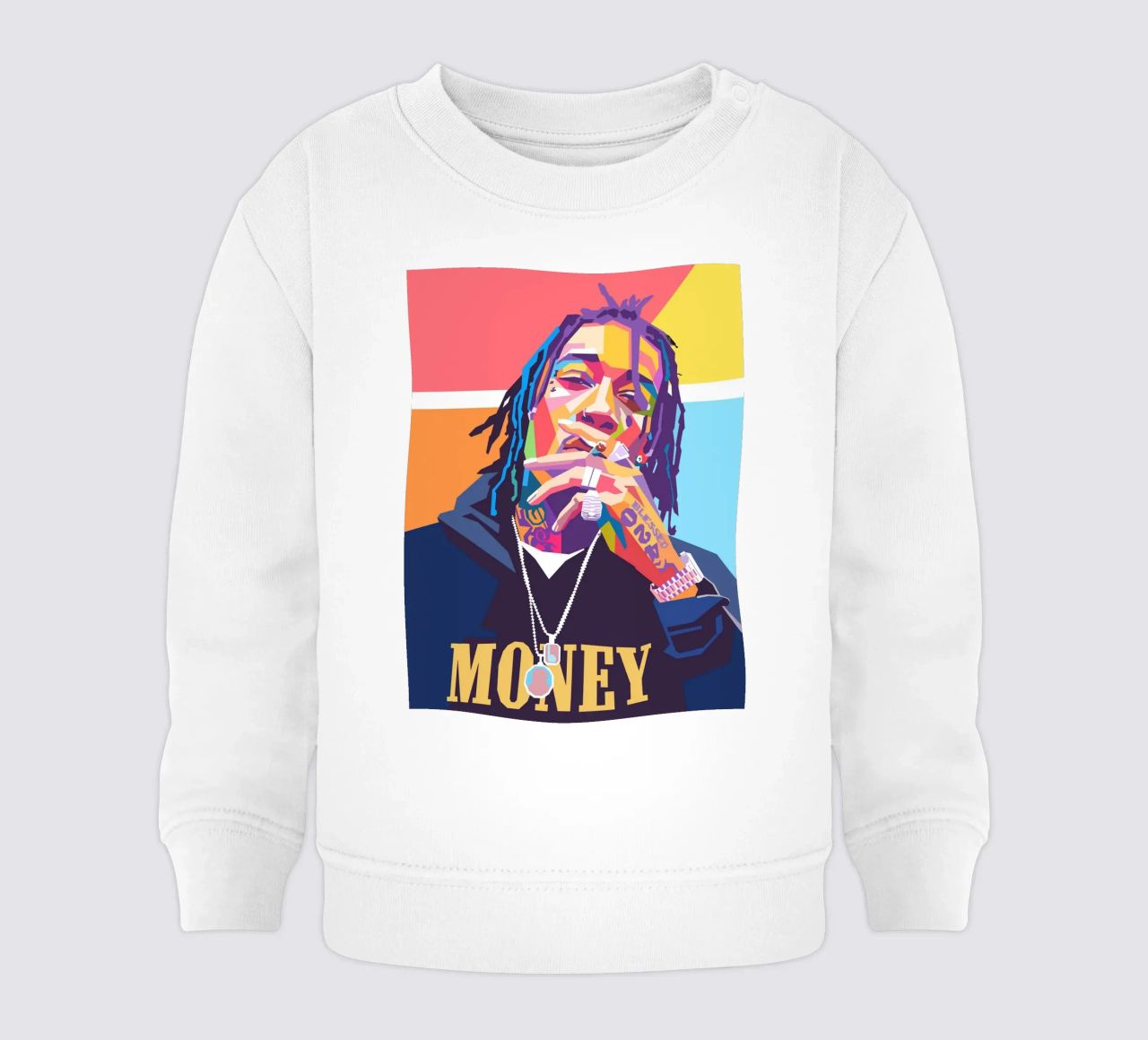 Ritratto pop art colorato di Wiz Khalifa felpa neonato da Hantamrata