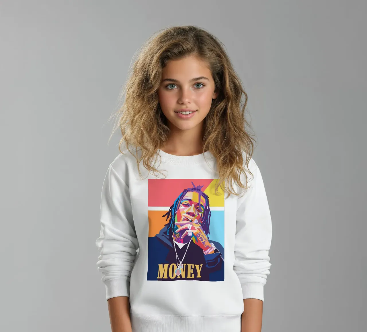Ritratto pop art colorato di Wiz Khalifa felpa bambino da Hantamrata