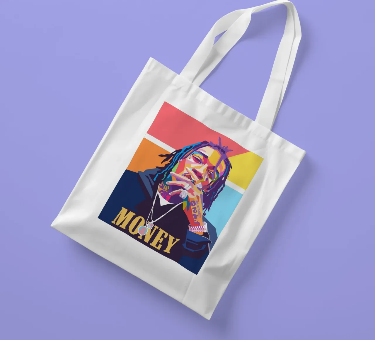 Ritratto pop art colorato di Wiz Khalifa borsa in juta da Hantamrata