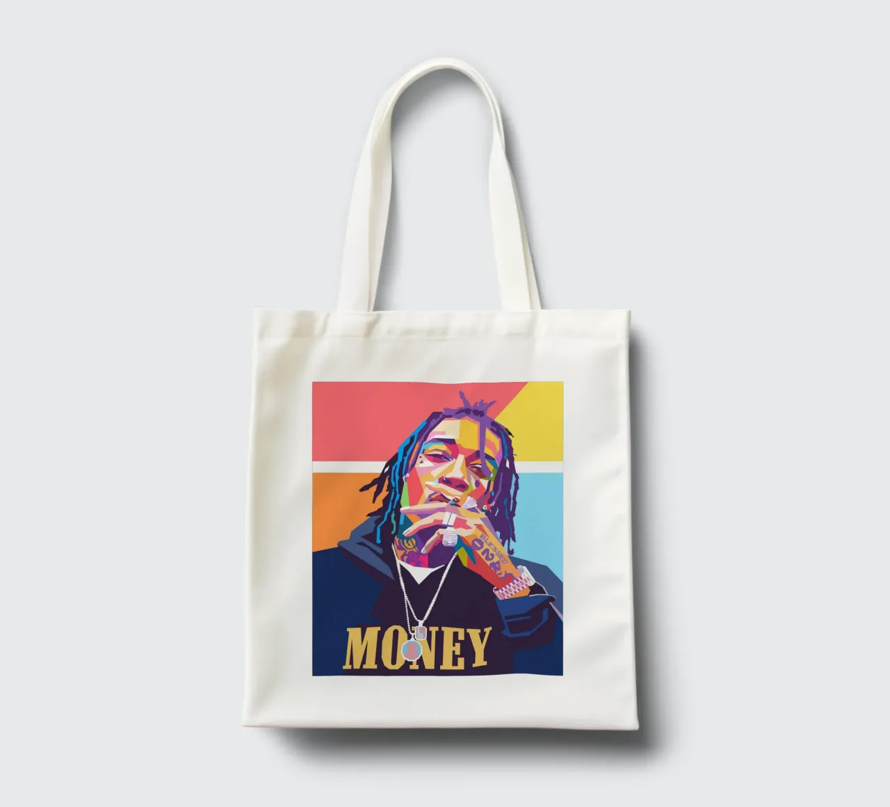 Ritratto pop art colorato di Wiz Khalifa borsa in juta da Hantamrata