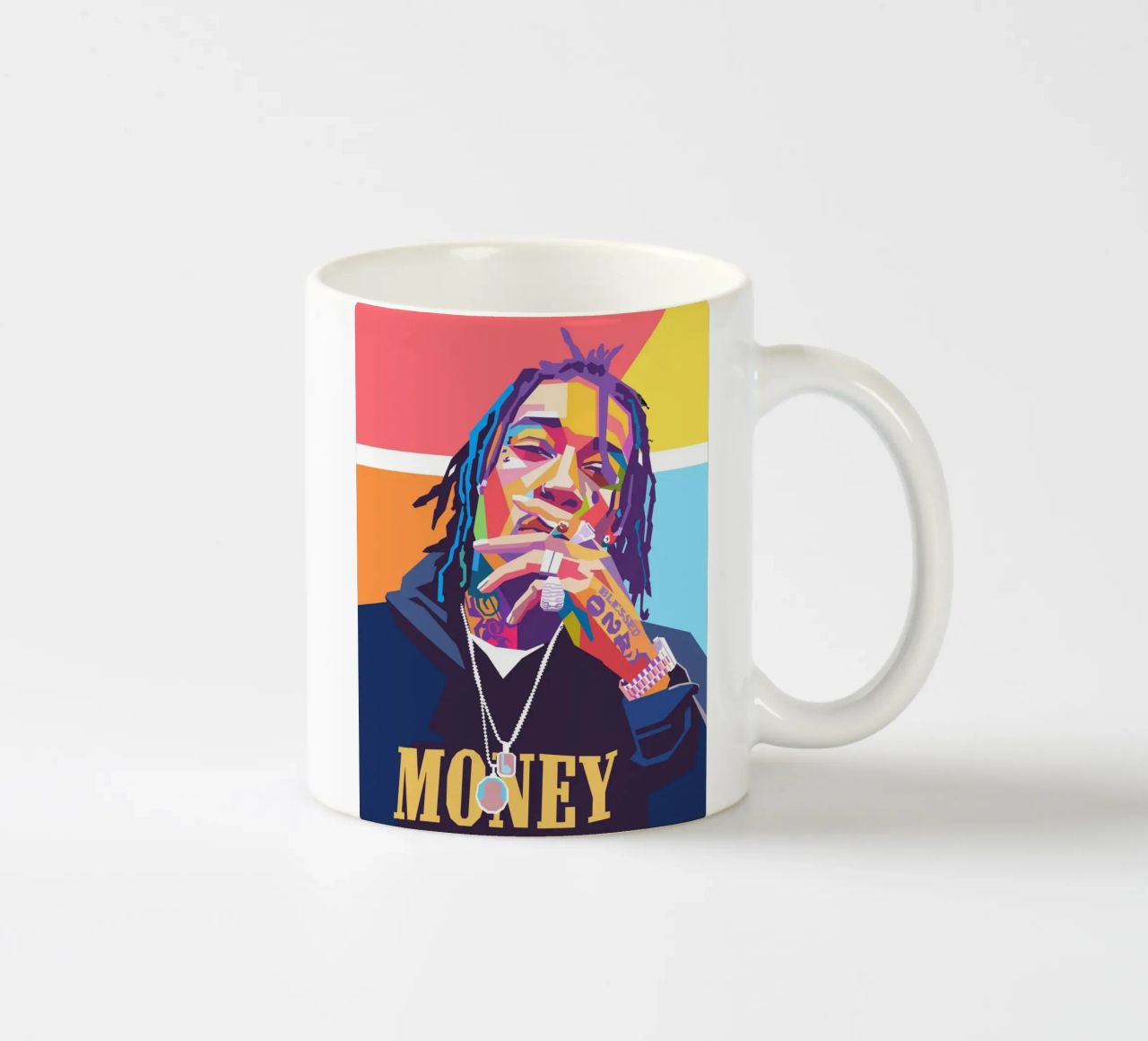 Wiz Khalifa colorful pop art portrait ceramic mug by Hantamrata