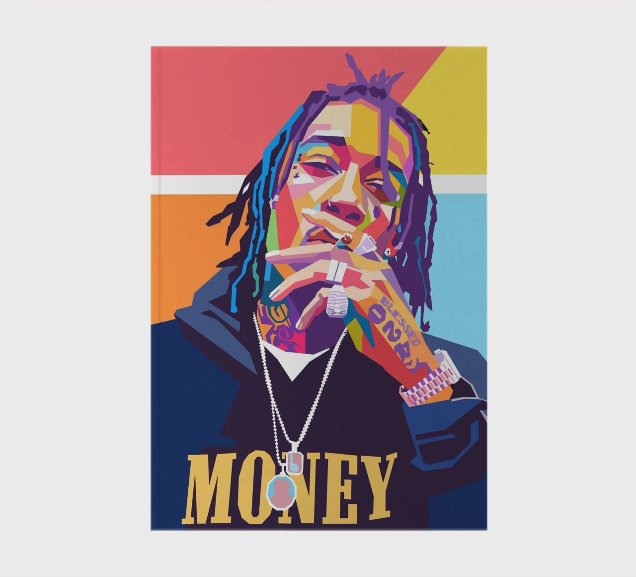 Wiz Khalifa colorful pop art portrait notebook by Hantamrata
