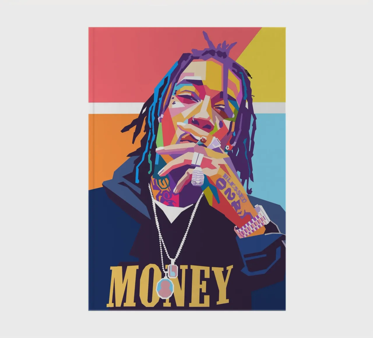 Wiz Khalifa kleurrijk pop-art portret notitieboek van Hantamrata