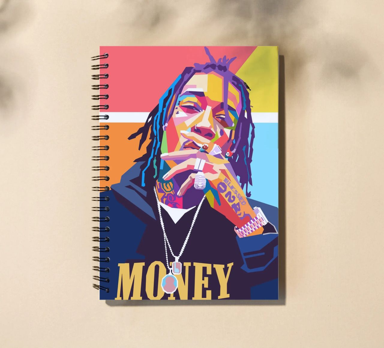 Wiz Khalifa colorful pop art portrait spiral notebook by Hantamrata