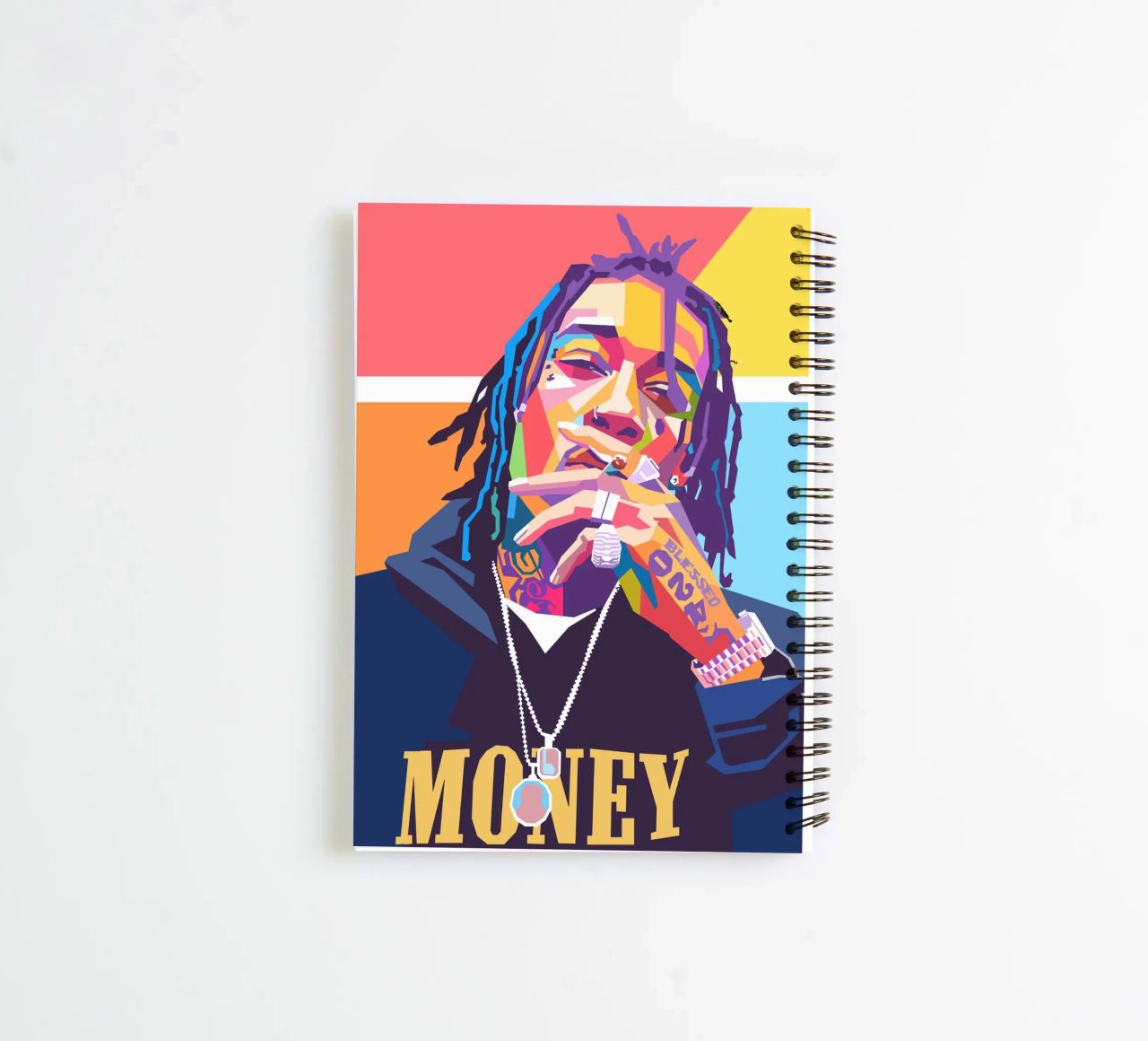Wiz Khalifa colorful pop art portrait spiral notebook by Hantamrata