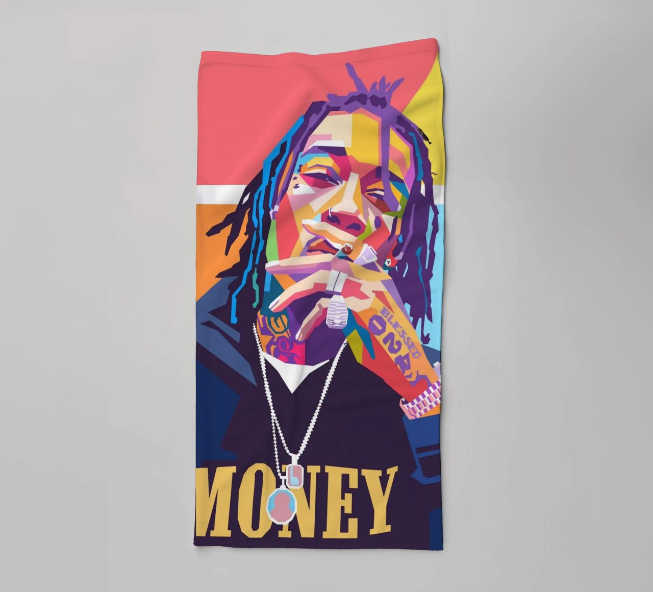 Wiz Khalifa colorful pop art portrait towel by Hantamrata