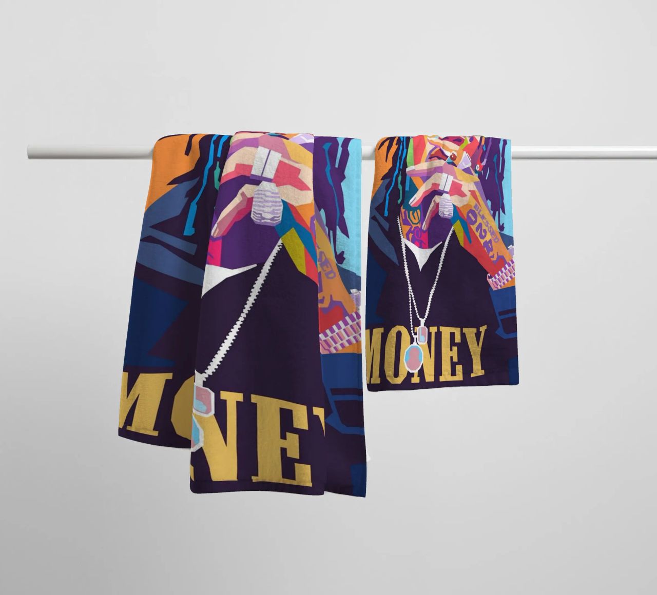 Wiz Khalifa colorful pop art portrait towel by Hantamrata