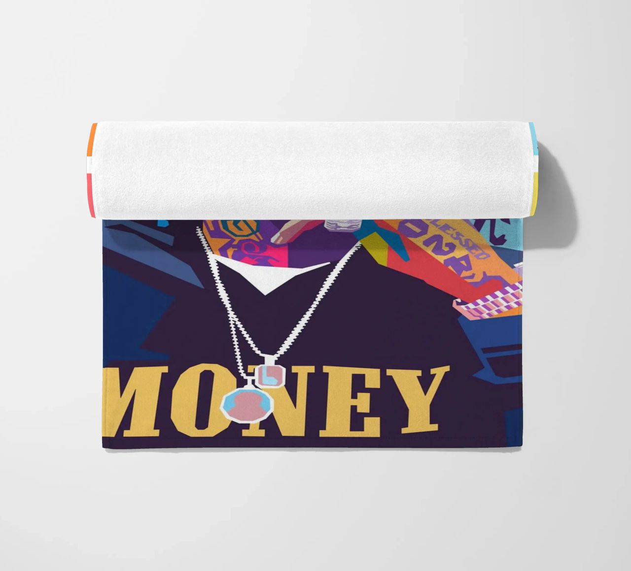 Wiz Khalifa colorful pop art portrait beach towel by Hantamrata