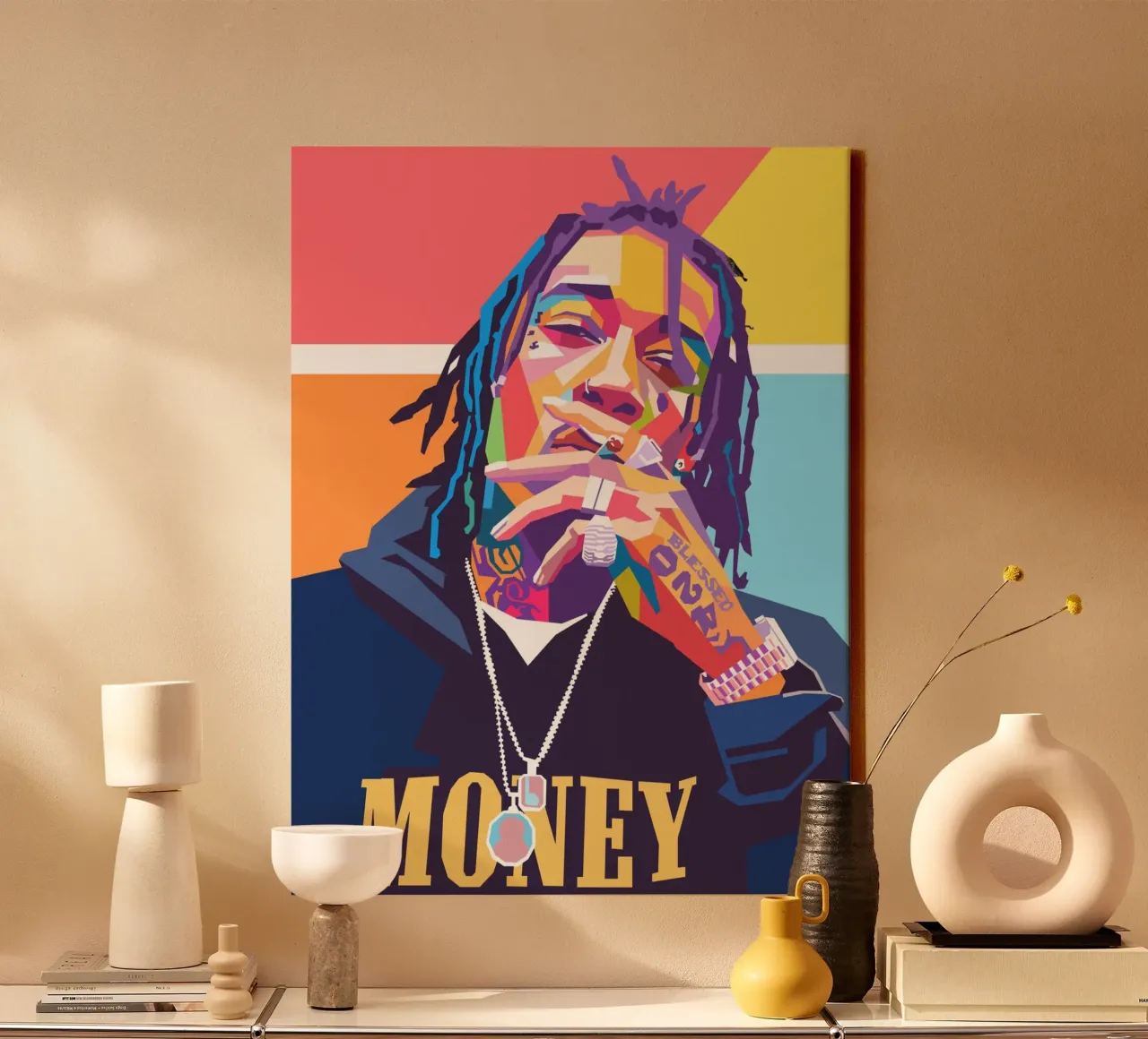 Wiz Khalifa kleurrijk pop-art portret canvas van Hantamrata