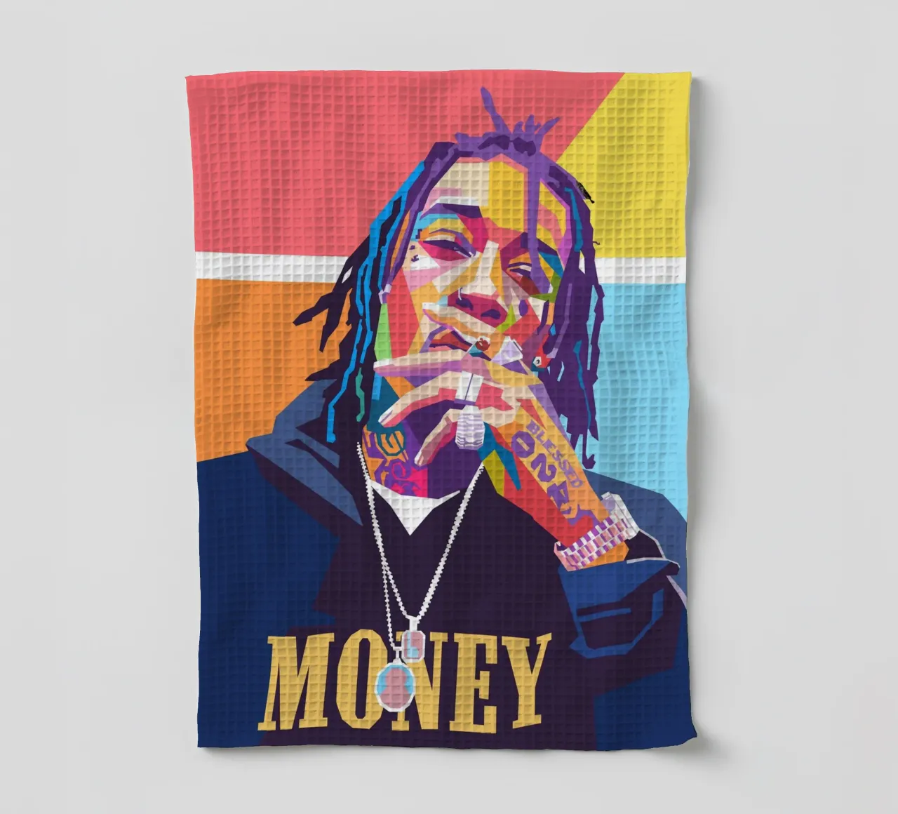 Ritratto pop art colorato di Wiz Khalifa canovaccio da cucina da Hantamrata