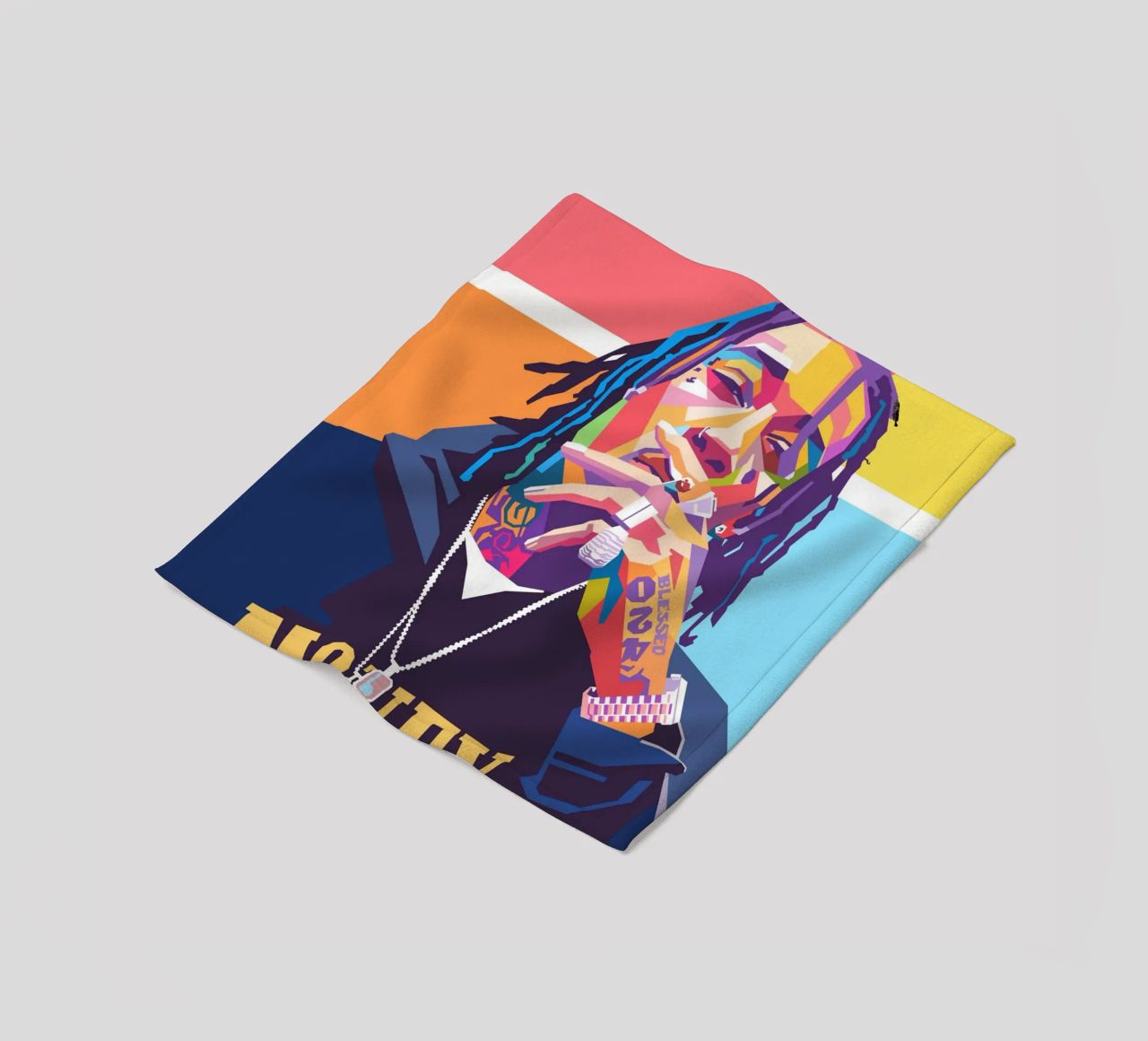 Wiz Khalifa colorful pop art portrait fleece blanket by Hantamrata