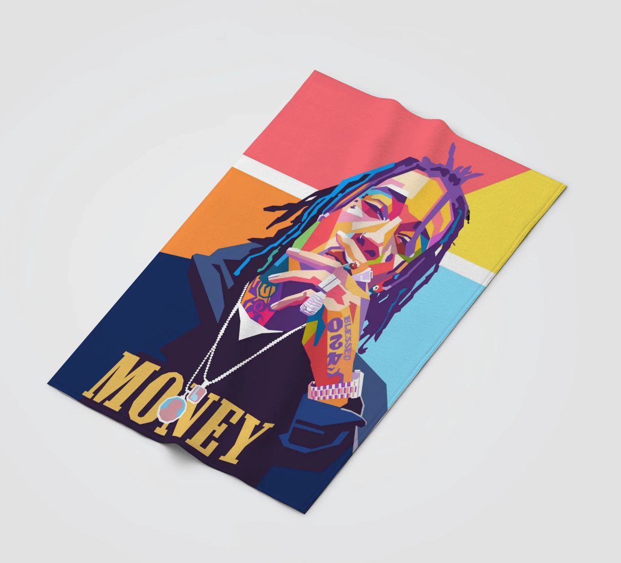 Wiz Khalifa colorful pop art portrait fleece blanket by Hantamrata