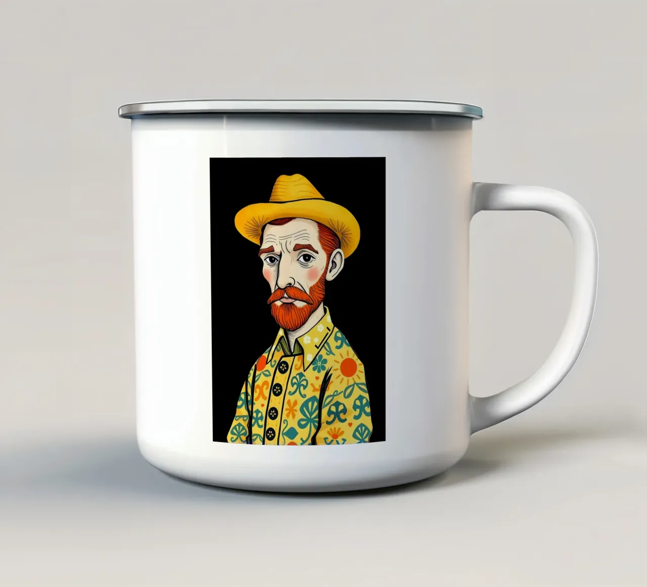 RITRATTO DI VINCENT VAN GOGH tazza in smalto da COLLEEN CRAFTS