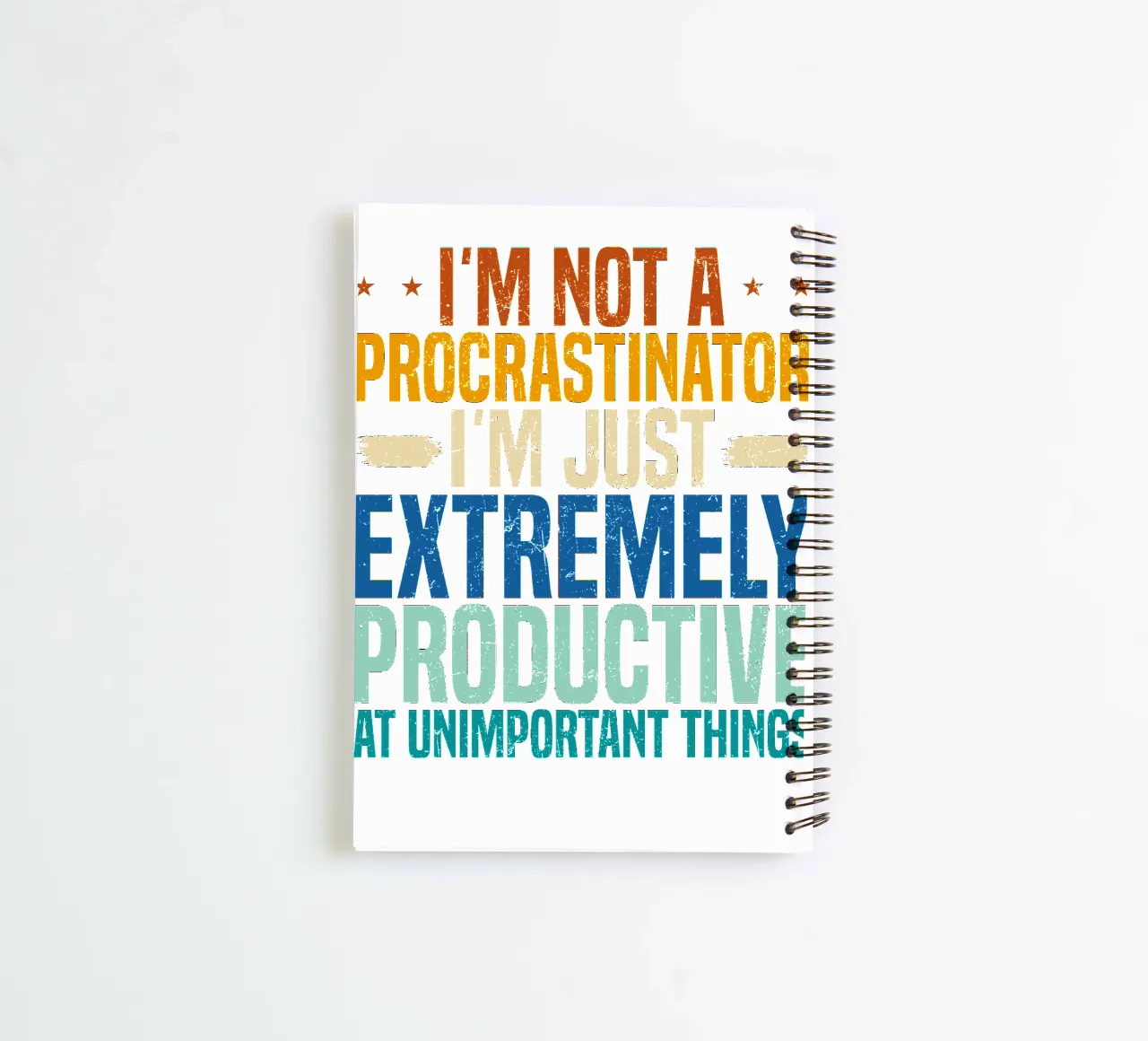 I'M NOT A PROCRASTINATOR, I'M EXTREMELY PRODUCTIVE AT UNIMPO spiral notebook by edsonramosart