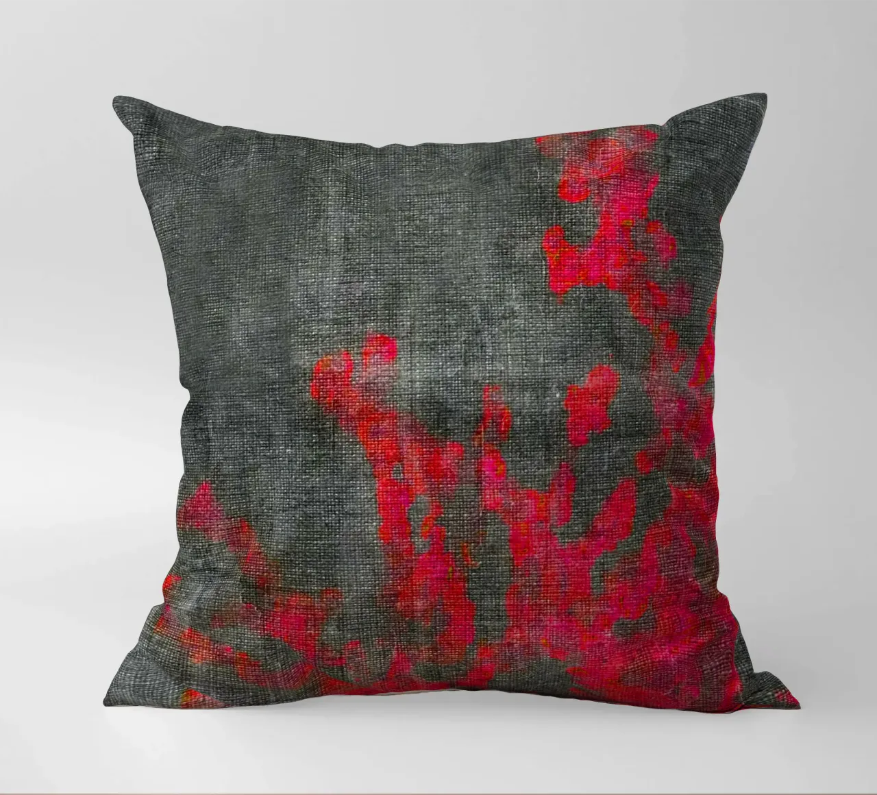 Abstract pink branches decorative cushion by Teresa André