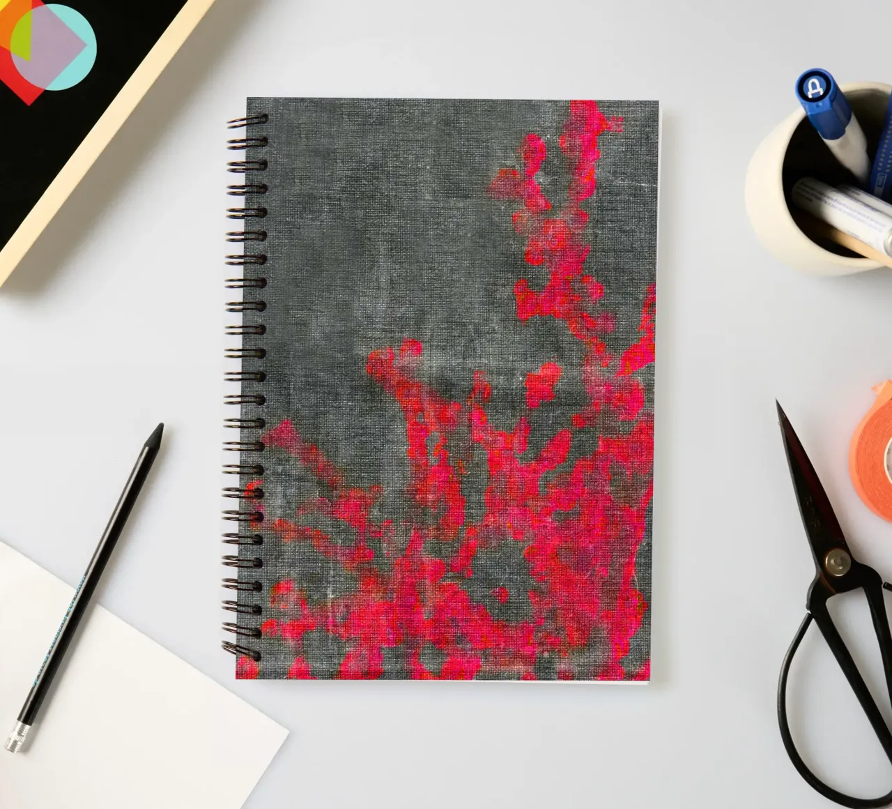 Abstract pink branches spiral notebook by Teresa André