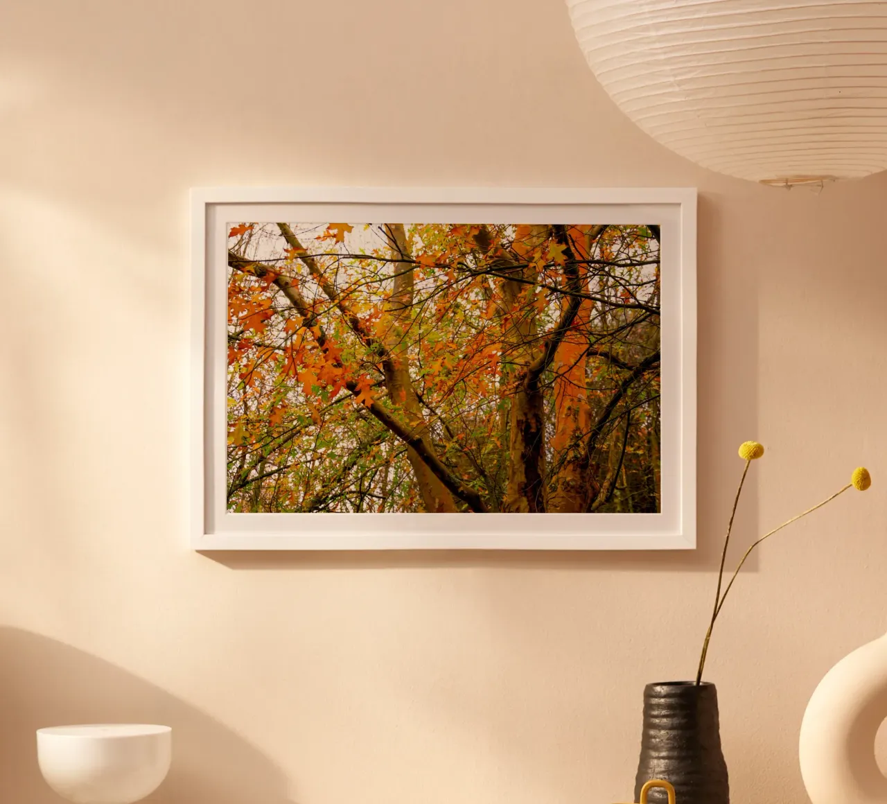 Autunno giallo e arancione poster con telaio in alluminio da Teresa André