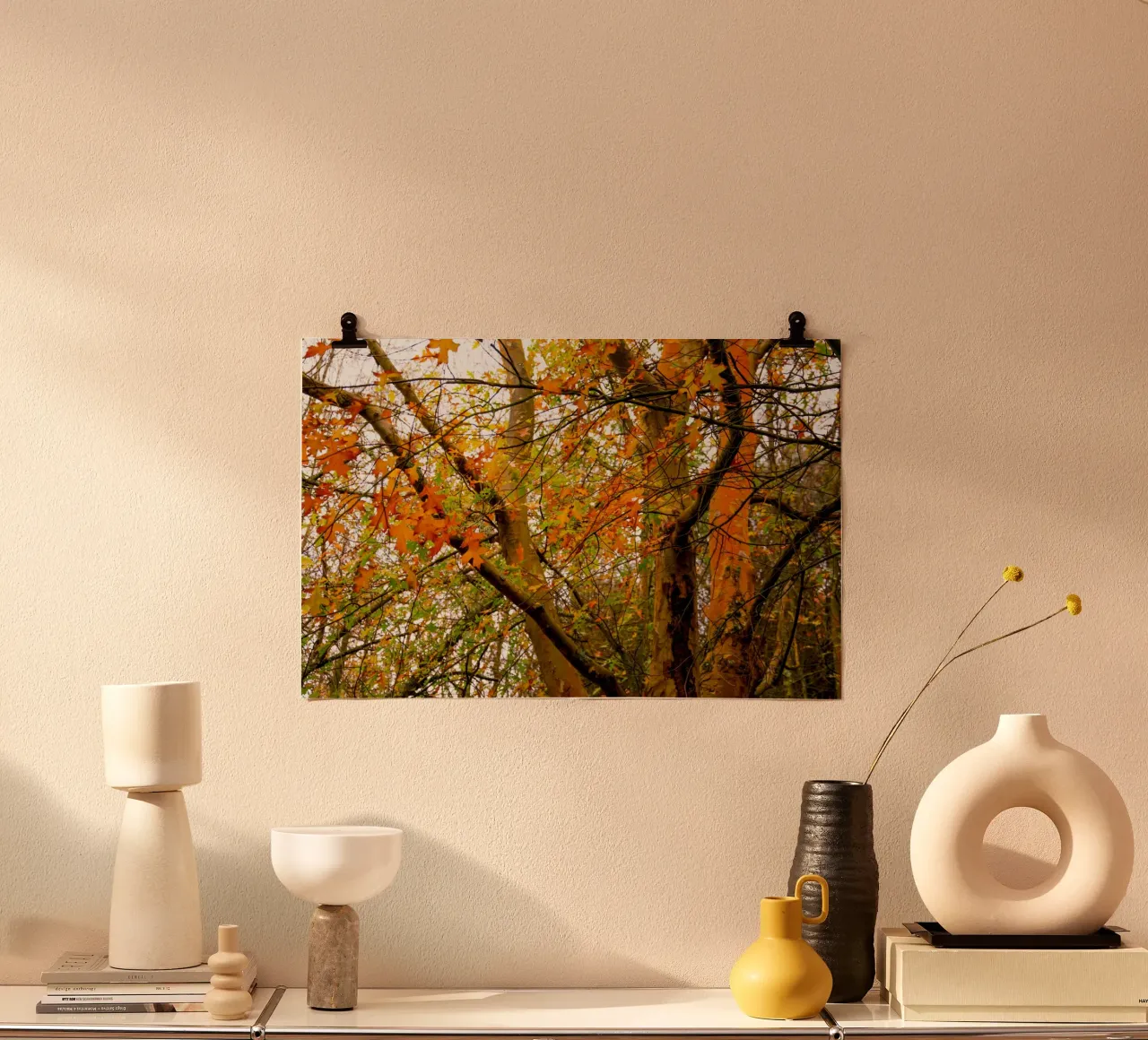 Autunno giallo e arancione poster con telaio in alluminio da Teresa André