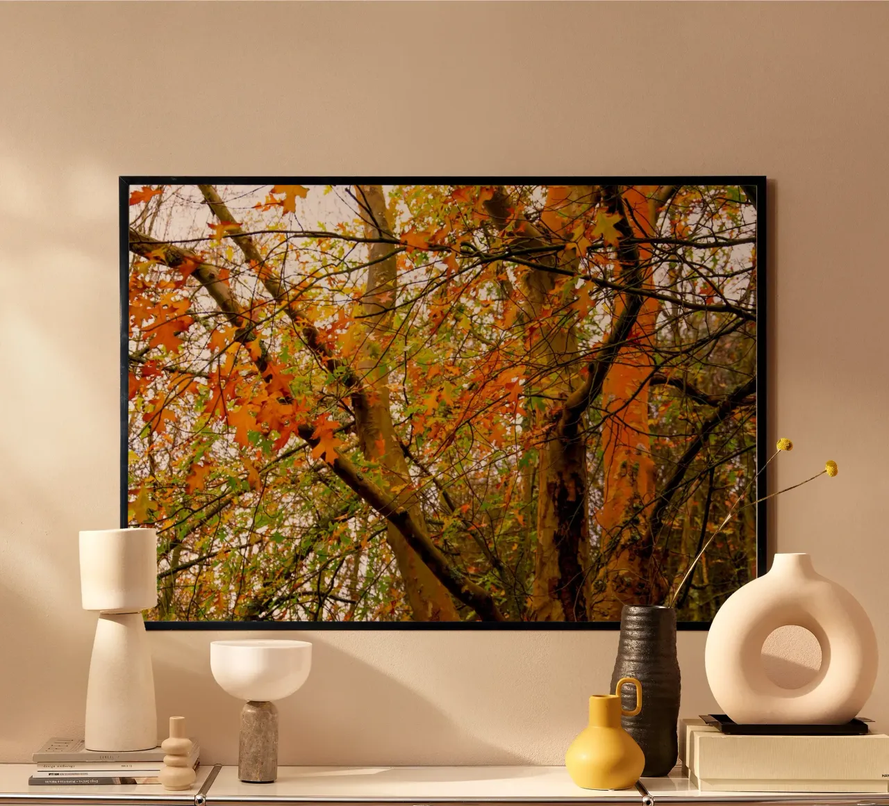 Autunno giallo e arancione poster con telaio in alluminio da Teresa André