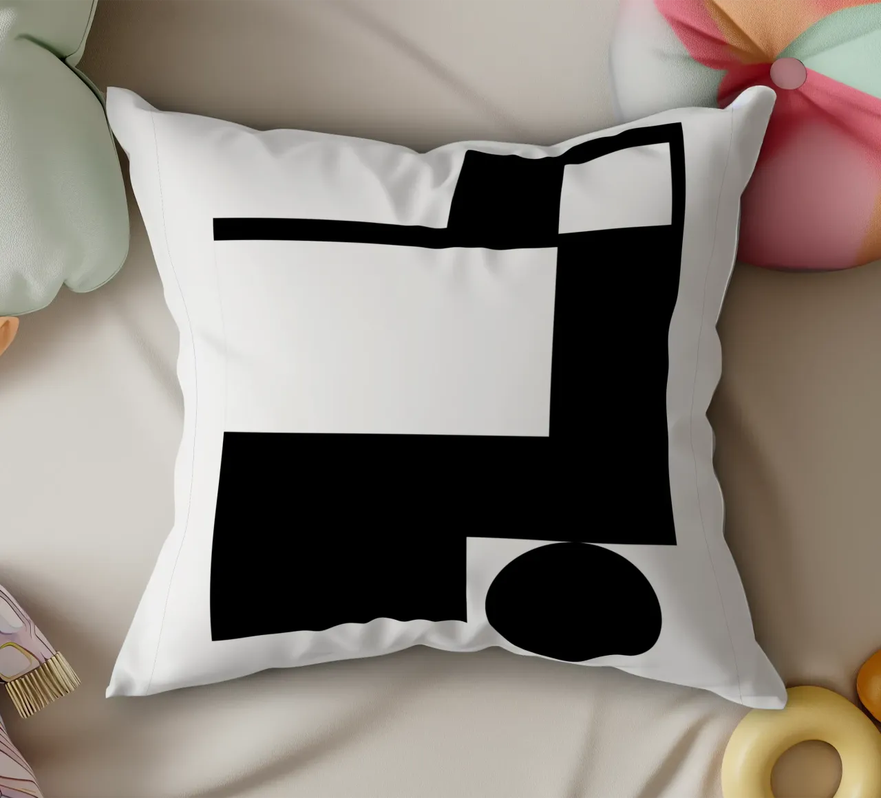 Geometric black and white cuscino da LisaArtes