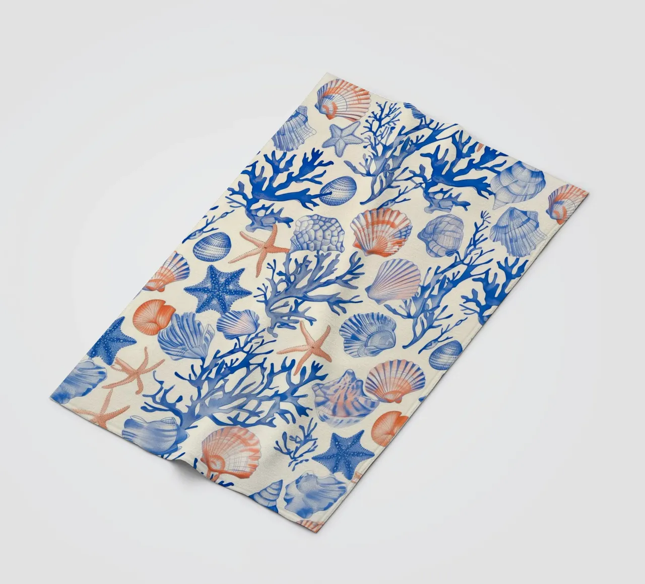 Blauw Zeeschelp Zeester Koraal Kust Boho Strand Huis Zomer fleecedeken van Gentle Echoes Art