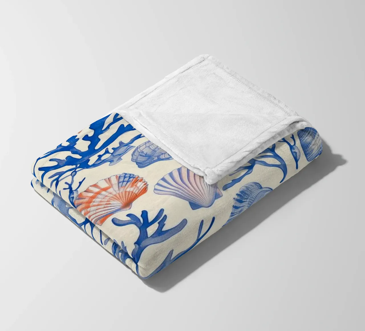 Blauw Zeeschelp Zeester Koraal Kust Boho Strand Huis Zomer fleecedeken van Gentle Echoes Art