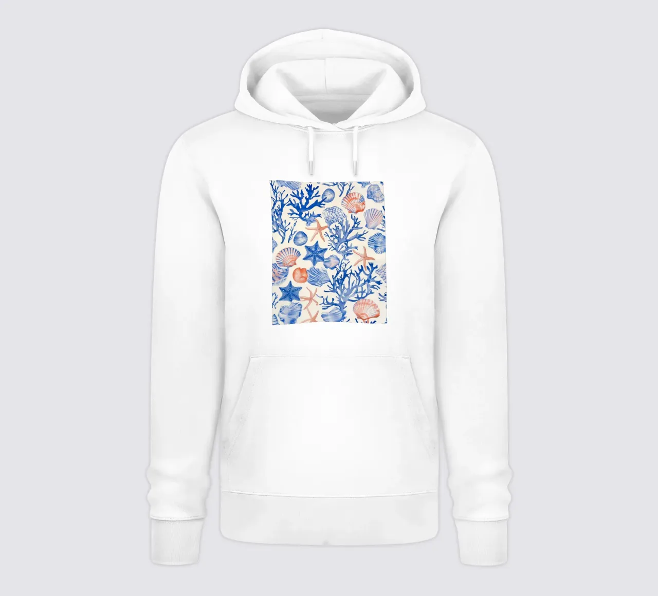 Blue Seashell Starfish Coral Coastal Boho Beach House Summer hoodie by Gentle Echoes Art