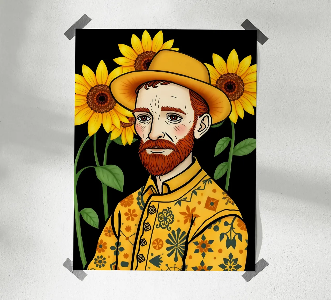 Vincent Van Gogh With Sunflowers poster with plastic frame by COLLEEN CRAFTS