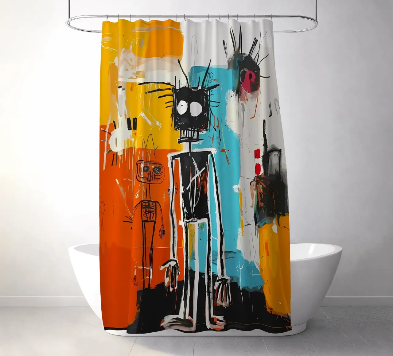 Introvert Extrovert Figures shower curtain by Caeson