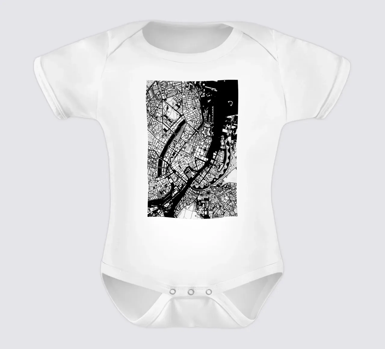 Copenhagen Black & White body neonato maniche corte da Planos Urbanos