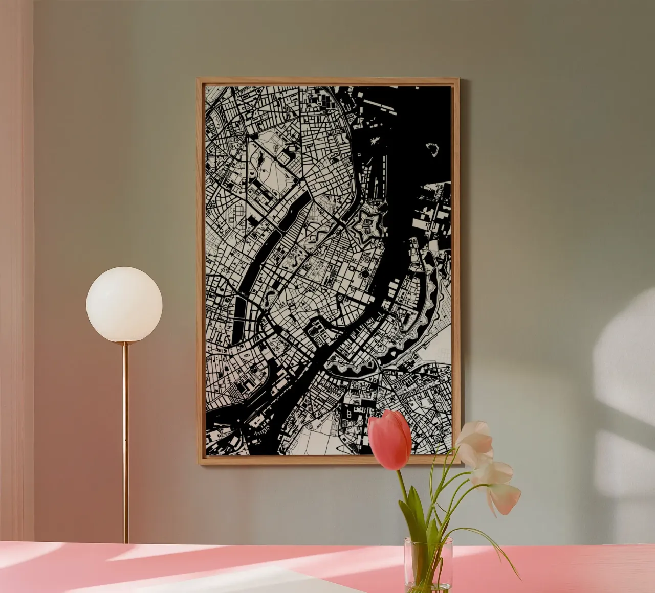 Copenhagen Black & White Forex-Platte von Planos Urbanos