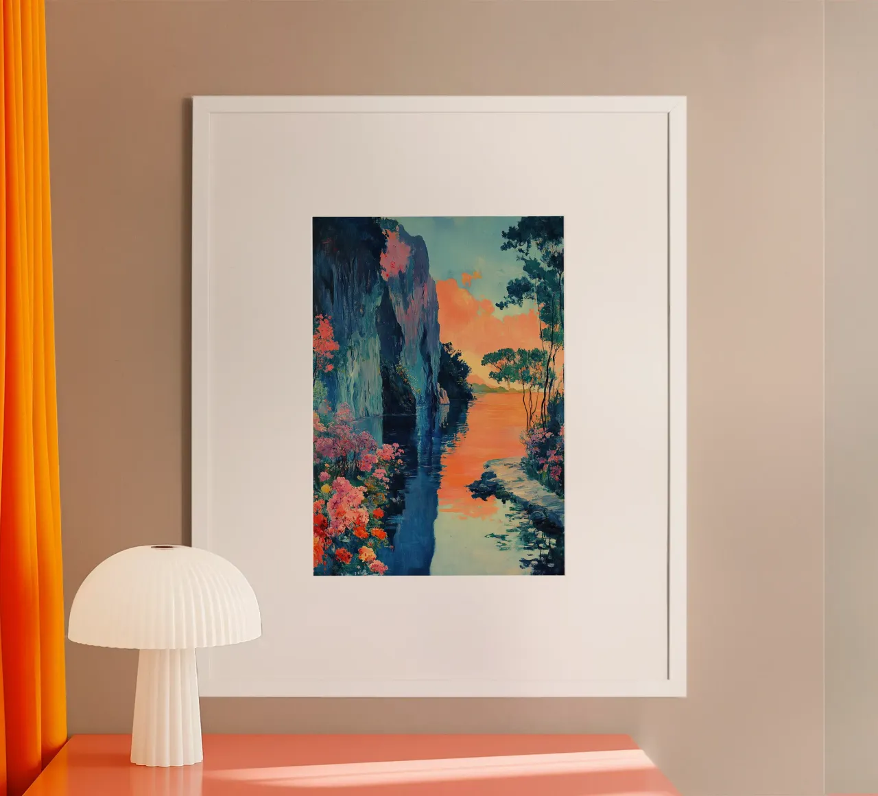 Il fiume del silenzio poster con telaio in plastica da Nikis Art Studio