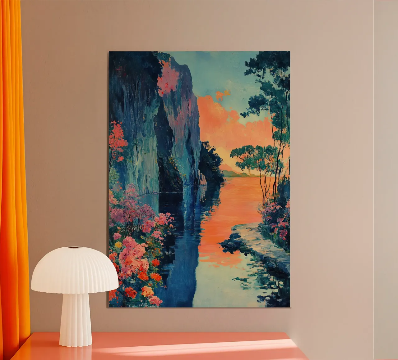 Il fiume del silenzio poster con telaio in plastica da Nikis Art Studio