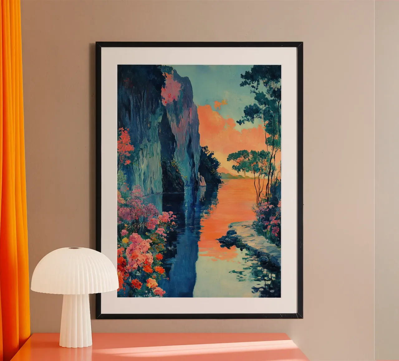 Il fiume del silenzio poster con telaio in plastica da Nikis Art Studio