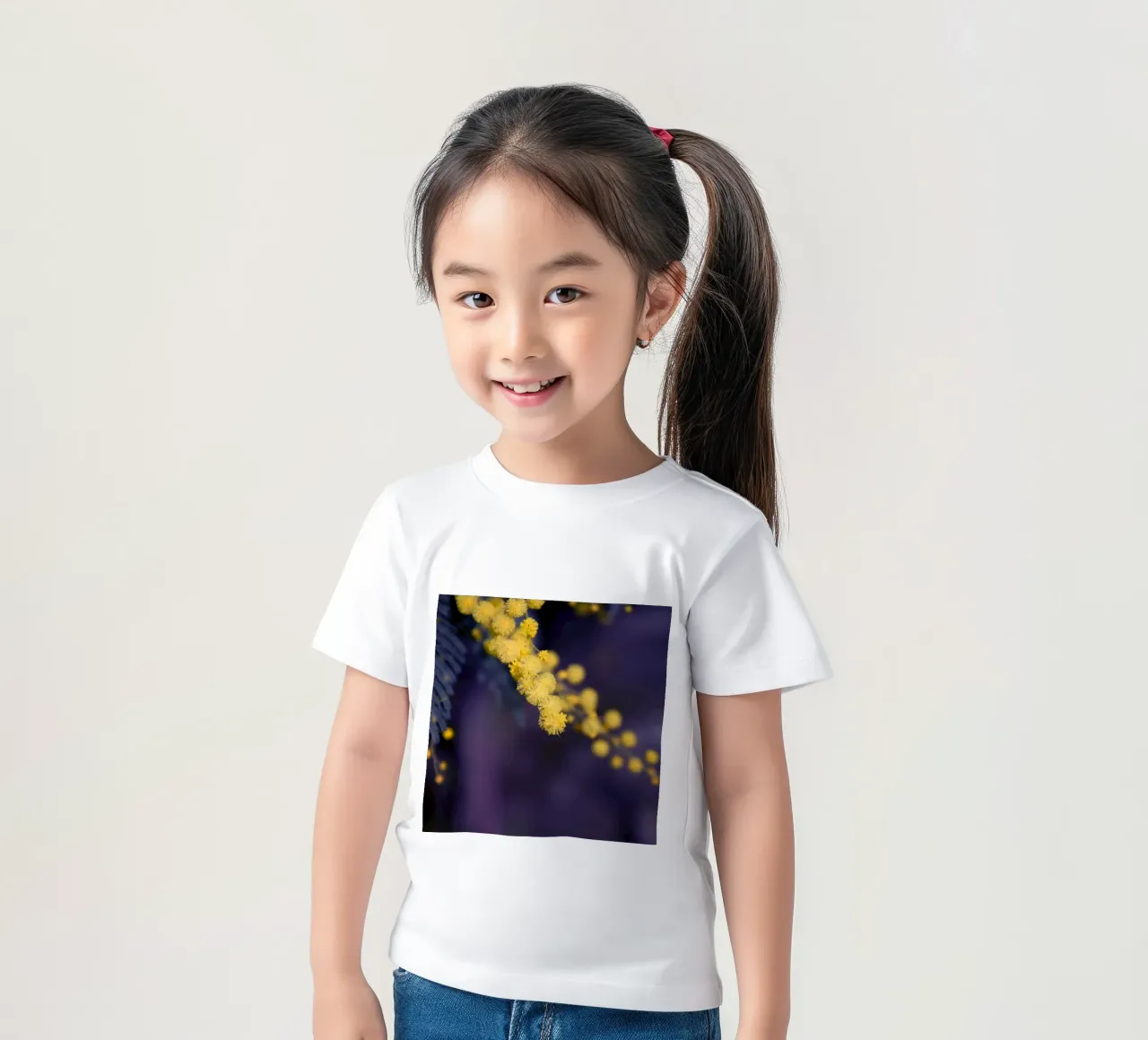 Flower mimosa at night kids t-shirt by Teresa André