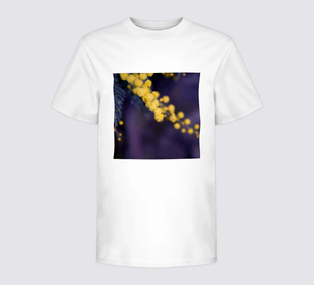 Flower mimosa at night kids t-shirt by Teresa André