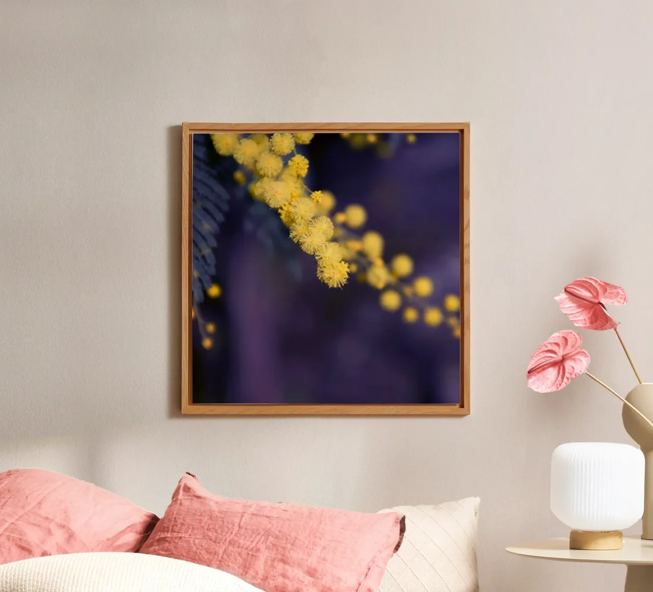 Fiore di mimosa di notte alluminio dibond da Teresa André