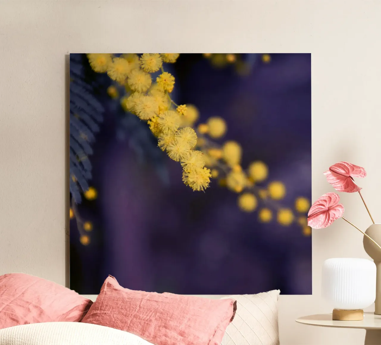 Fiore di mimosa di notte alluminio dibond da Teresa André