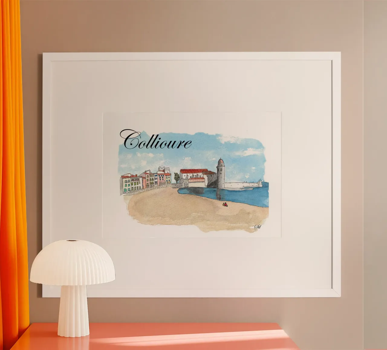 Pays Catalan Collioure poster with aluminum frame by estelle
