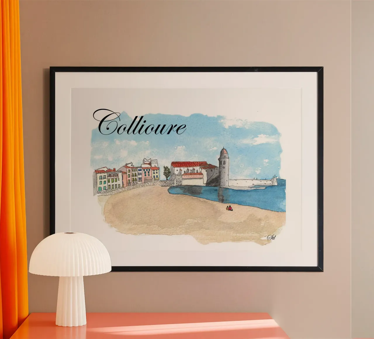 Pays Catalan Collioure poster with aluminum frame by estelle