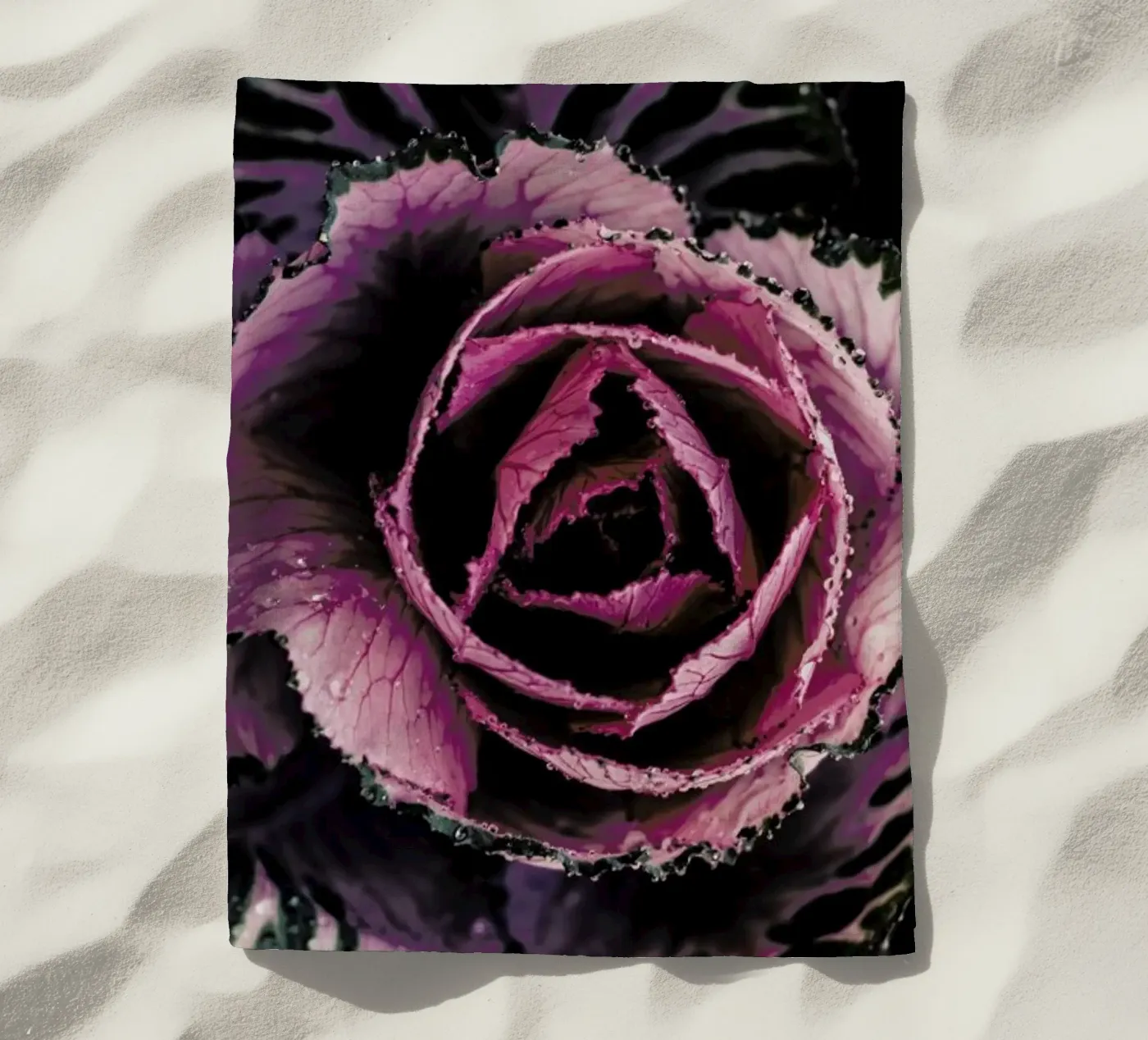 Pink Rosette beach towel by Ingrid Beddoes
