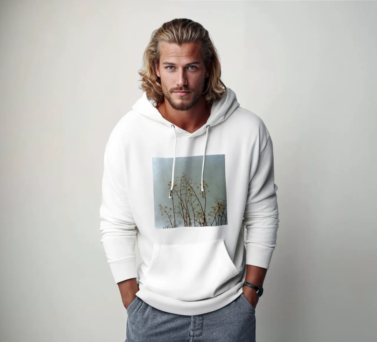 Natura in blu e grigio felpa con cappuccio da Teresa André