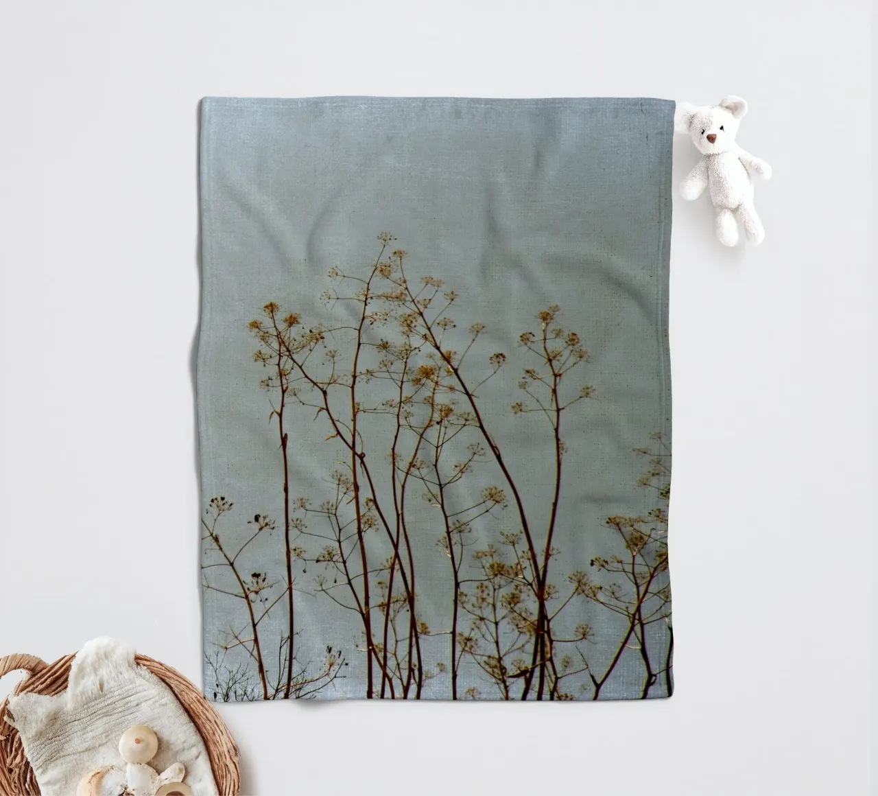 Nature in Blue Grey fleece blanket by Teresa André