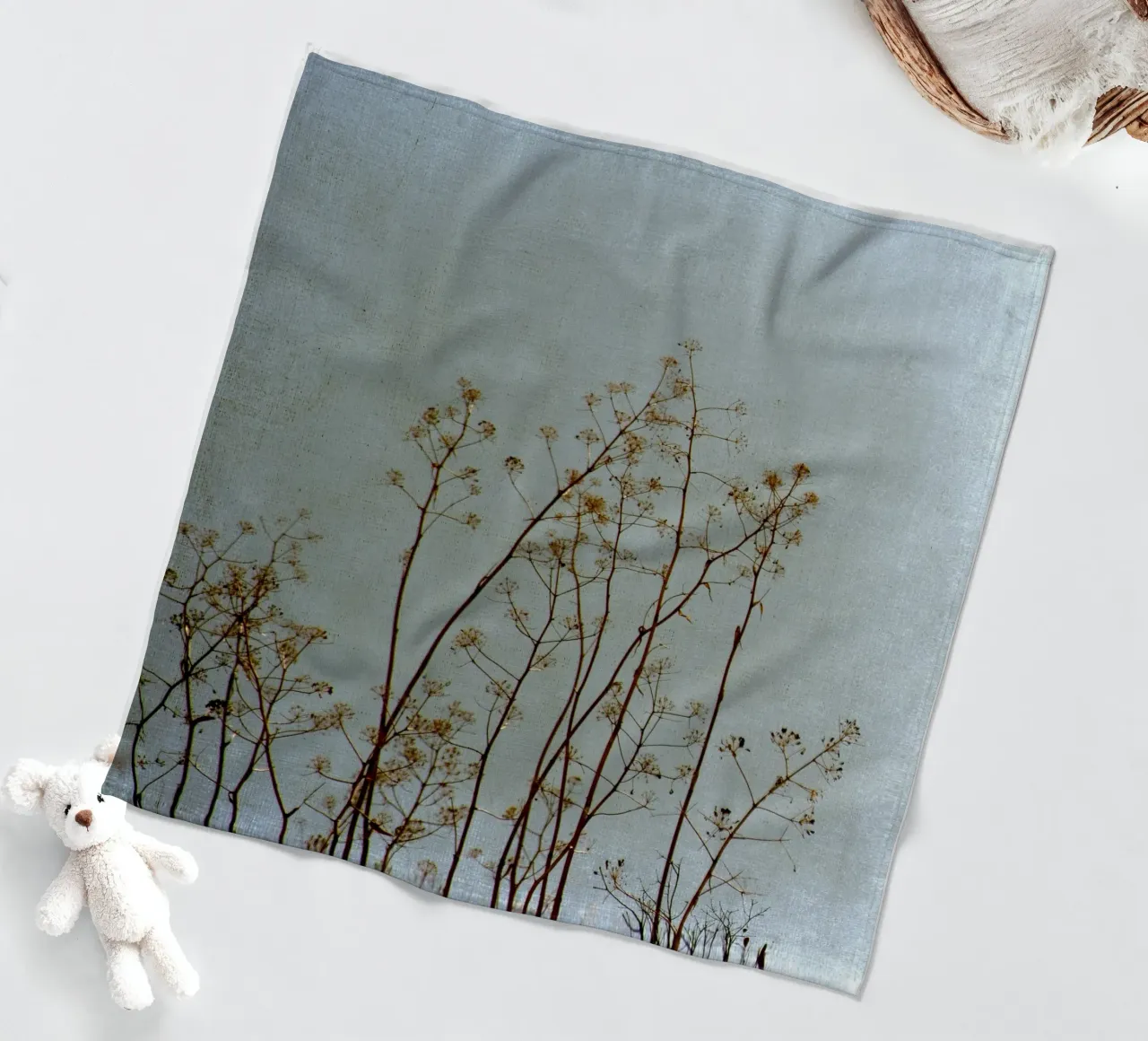 Nature in Blue Grey fleece blanket by Teresa André