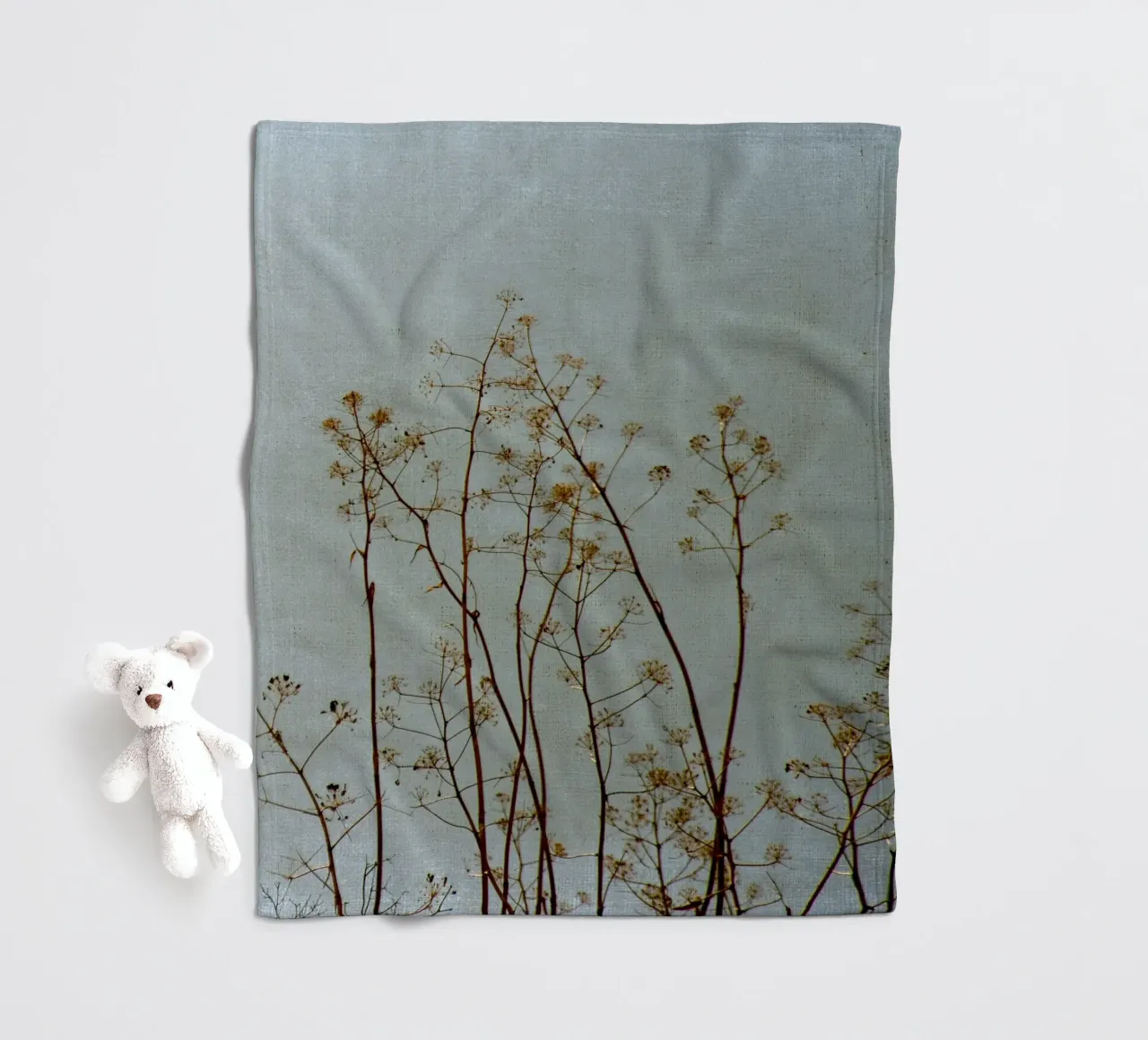 Nature in Blue Grey fleece blanket by Teresa André